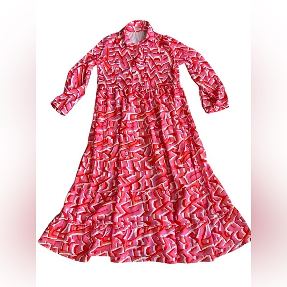 Sunday Up Gorgeous Pink Orange & White Pattern Dress - Picture 10 of 10